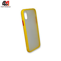 Чехол Iphone X/Xs пластиковый с усиленной рамкой, желтого цвета