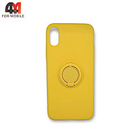 Чехол Iphone X/Xs силиконовый с кольцом, желтого цвета