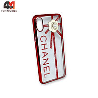Чехол Iphone X/Xs пластиковый с рисунком, Chanel, красного цвета