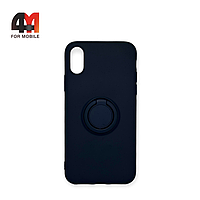 Чехол Iphone X/Xs силиконовый с кольцом, синего цвета