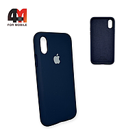 Чехол Iphone X/Xs Silicone Case с закрытым низом, темно-синего цвета