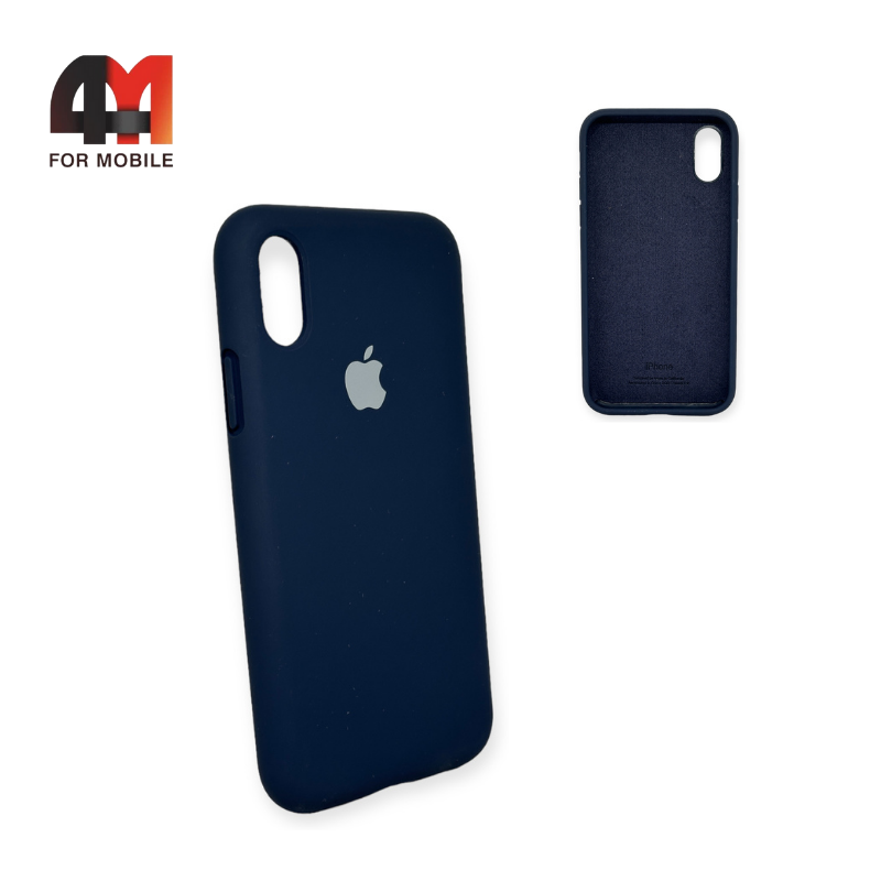 Чехол Iphone X/Xs Silicone Case с закрытым низом, темно-синего цвета - фото 1 - id-p226617361