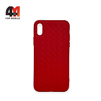 Чехол Iphone X/Xs силиконовый с переплетом, красного цвета