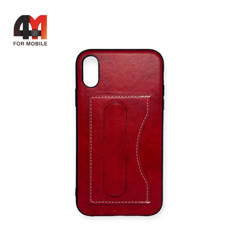 Чехол Iphone XR силиконовый, с подставкой, красного цвета, Kanjian - фото 1 - id-p226618837
