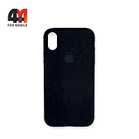 Чехол Iphone XR пластиковый, Alcantara, черного цвета