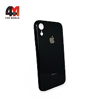 Чехол Iphone XR силиконовый, глянцевый с логотипом, черного цвета, Hicool