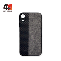 Чехол Iphone XR силиконовый, тканевый, черно-серого цвета
