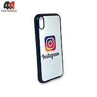 Чехол Iphone XR силиконовый с рисунком, Instagram, белого цвета