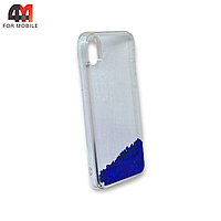 Чехол Iphone XR силиконовый с водичкой, синего цвета