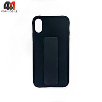 Чехол Iphone XR силиконовый с магнитной подставкой, черного цвета