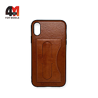 Чехол Iphone XR силиконовый, с подставкой, коричневого цвета, Kanjian