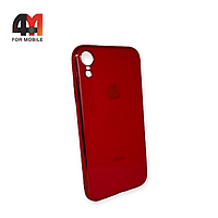 Чехол Iphone XR силиконовый, глянцевый с логотипом, красного цвета