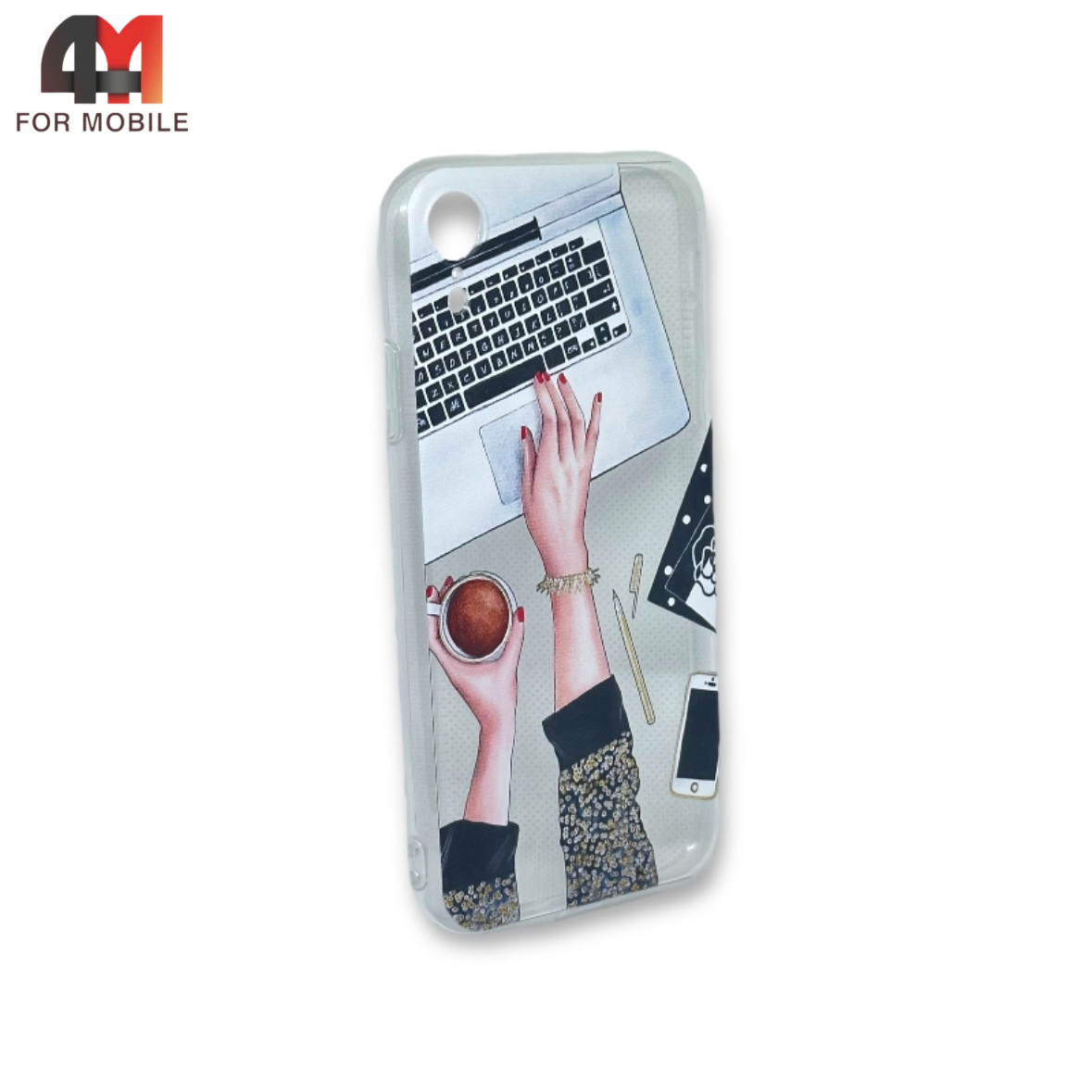 Чехол Iphone XR силиконовый с рисунком, ноутбук - фото 1 - id-p226619010
