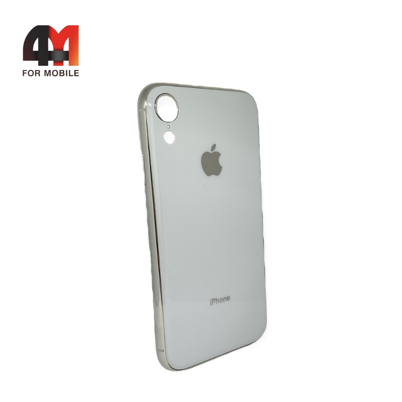 Чехол Iphone XR силиконовый, матовый с логотипом, белого цвета, Hicool - фото 1 - id-p226619230