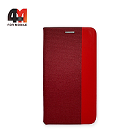 Чехол книга Iphone XR тканевая, красного цвета