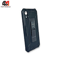 Чехол Iphone XR пластиковый, противоударный с подставкой , темно-серого цвета