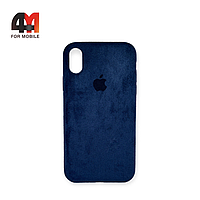 Чехол Iphone XR пластиковый, Alcantara, синего цвета