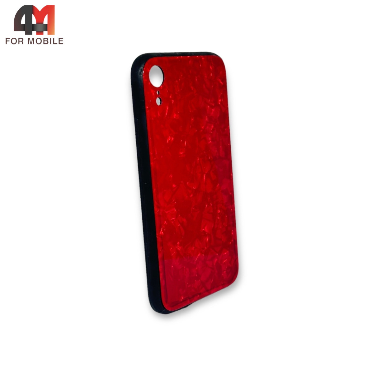 Чехол Iphone XR пластиковый, мраморный, красного цвета - фото 1 - id-p226618025