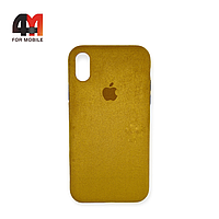 Чехол Iphone XR пластиковый, Alcantara, горчичного цвета