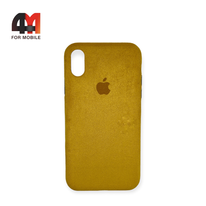 Чехол Iphone XR пластиковый, Alcantara, горчичного цвета - фото 1 - id-p226619176