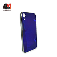 Чехол Iphone XR пластиковый, зеркальный, синего цвета