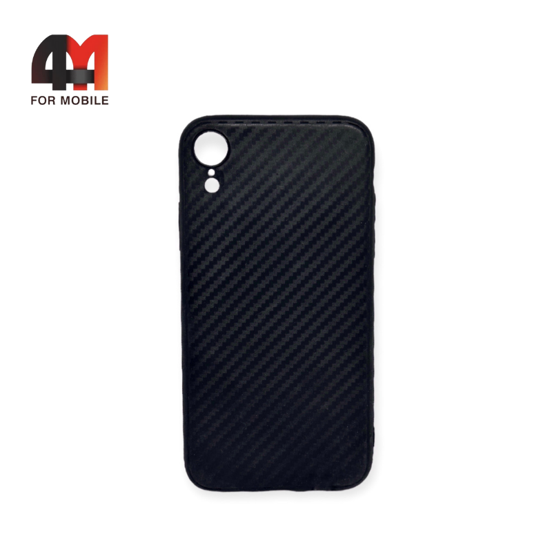 Чехол Iphone XR силиконовый, карбон, черного цвета - фото 1 - id-p226619024