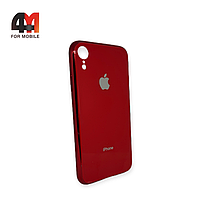 Чехол Iphone XR пластиковый, глянцевый с логотипом, красного цвета