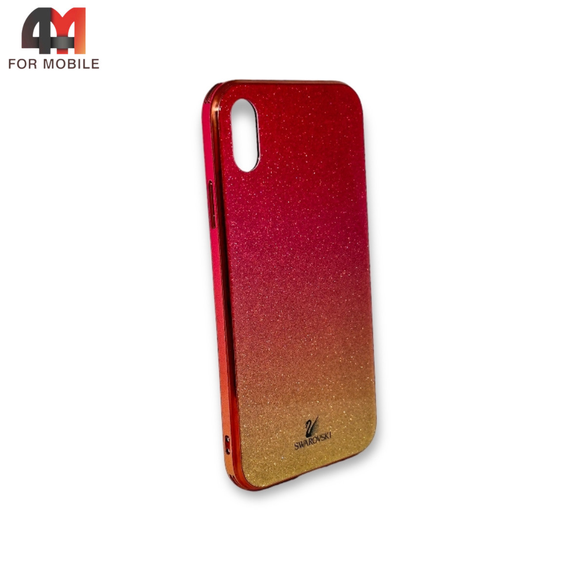 Чехол Iphone XR пластиковый, блестящий Сваровски, розового цвета - фото 1 - id-p226624536