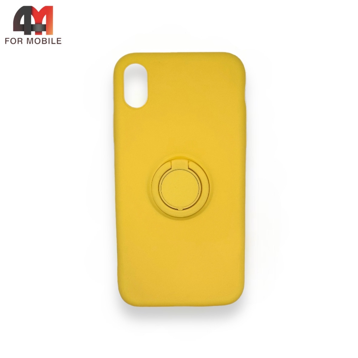 Чехол Iphone XR силиконовый с кольцом, желтого цвета - фото 1 - id-p226620884
