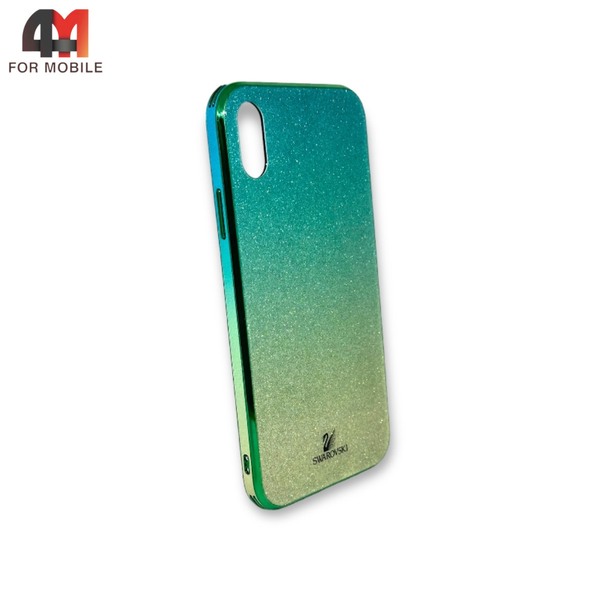Чехол Iphone XR пластиковый, блестящий Сваровски, зеленого цвета - фото 1 - id-p226624570