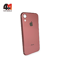 Чехол Iphone XR силиконовый, глянцевый с логотипом, розового цвета, Hicool