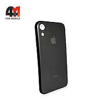 Чехол Iphone XR силиконовый, матовый с логотипом, серого цвета, Hicool