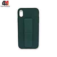 Чехол Iphone XR силиконовый с магнитной подставкой, зеленого цвета