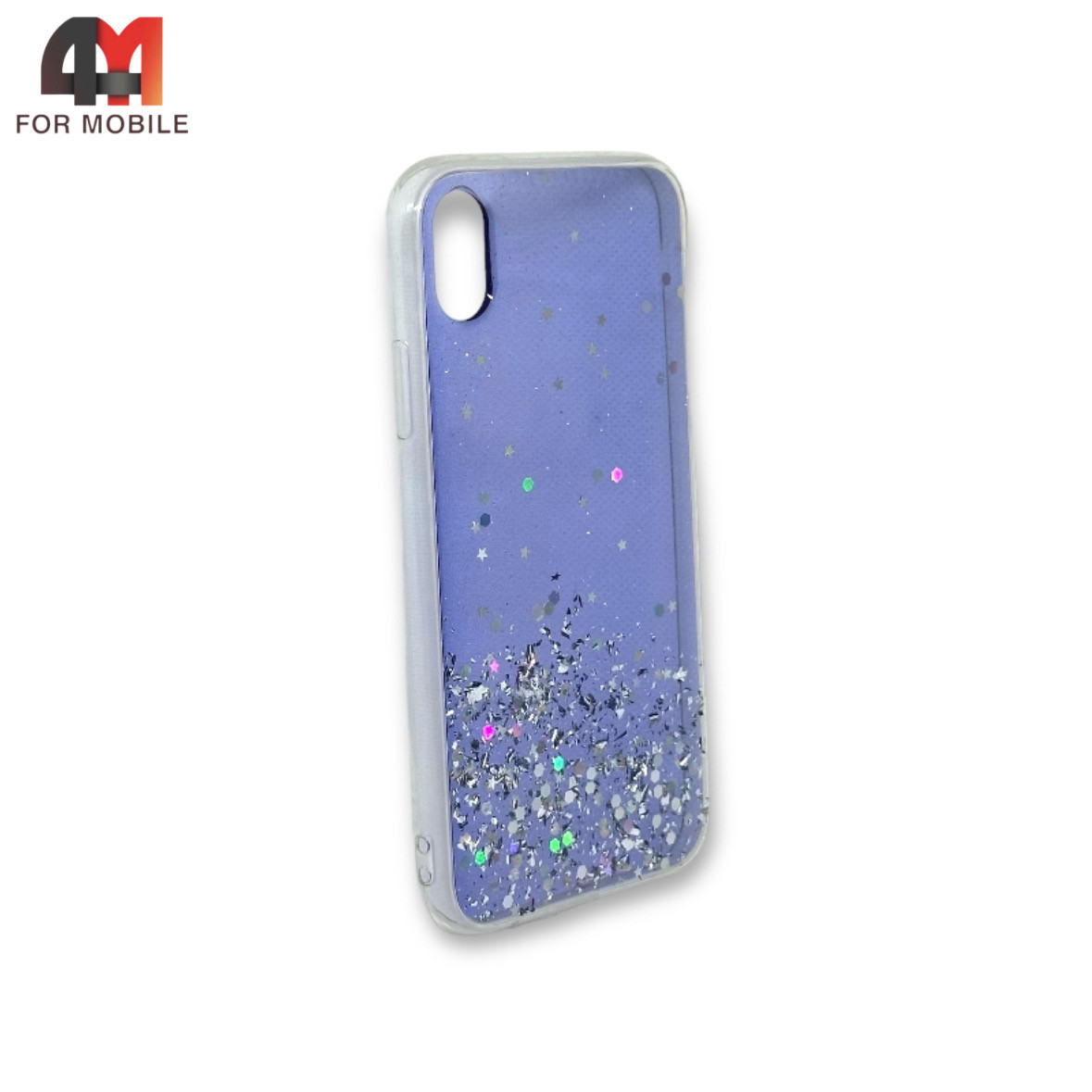 Чехол Iphone XR силиконовый, глиттер, фиолетового цвета - фото 1 - id-p226617914