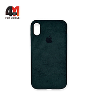 Чехол Iphone XR пластиковый, Alcantara, зеленого цвета