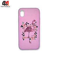 Чехол Iphone XR силиконовый с рисунком, фламинго