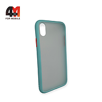 Чехол Iphone XR пластиковый с усиленной рамкой, ментолового цвета