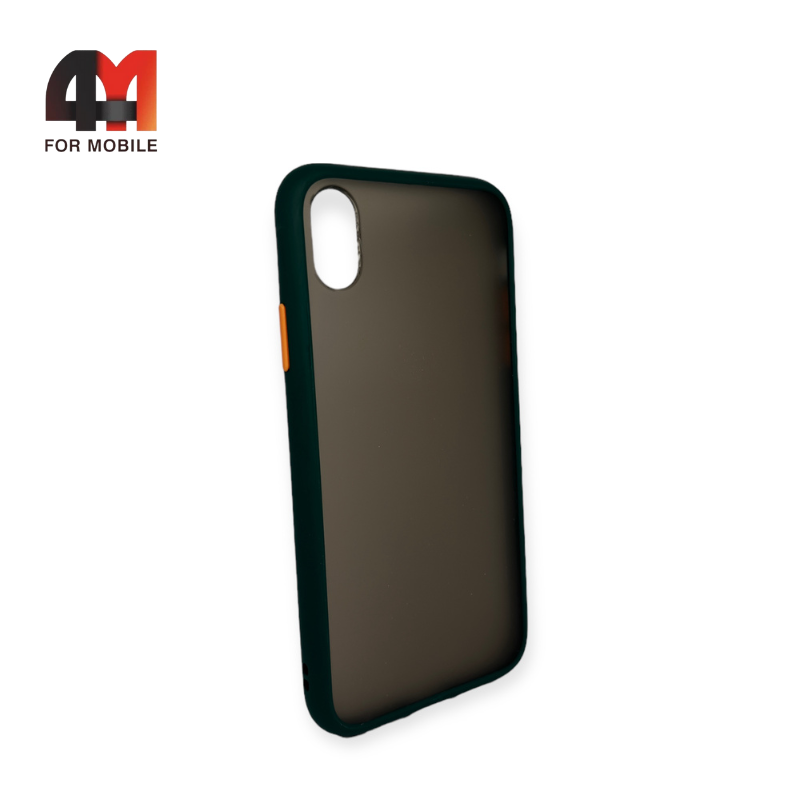 Чехол Iphone XR пластиковый с усиленной рамкой, темно-зеленого цвета - фото 1 - id-p226617476