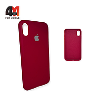 Чехол Iphone Xs Max Silicone Case с закрытым низом, рубинового цвета