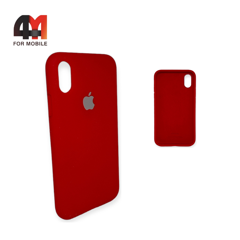 Чехол Iphone Xs Max Silicone Case с закрытым низом, красного цвета - фото 1 - id-p226618307