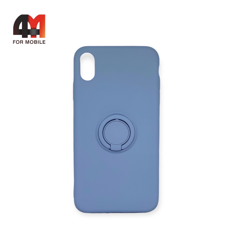 Чехол Iphone Xs Max силиконовый с кольцом, небесного цвета - фото 1 - id-p226619808
