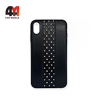 Чехол Iphone Xs Max силиконовый, кожа заклепки, черного цвета