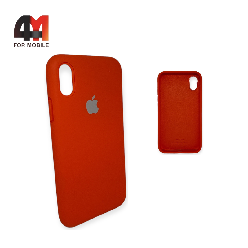 Чехол Iphone Xs Max Silicone Case с закрытым низом, оранжевого цвета - фото 1 - id-p226617450