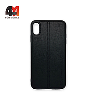 Чехол Iphone Xs Max силиконовый, под кожу, черного цвета, HDD