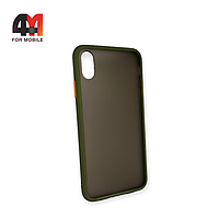 Чехол Iphone Xs Max пластиковый с усиленной рамкой, зеленого цвета