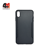 Чехол Iphone Xs Max силиконовый, карбон, усиленный, черного цвета
