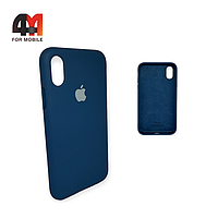 Чехол Iphone Xs Max Silicone Case с закрытым низом, синего цвета