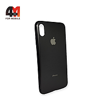 Чехол Iphone Xs Max силиконовый, матовый с логотипом, серого цвета, Hicool