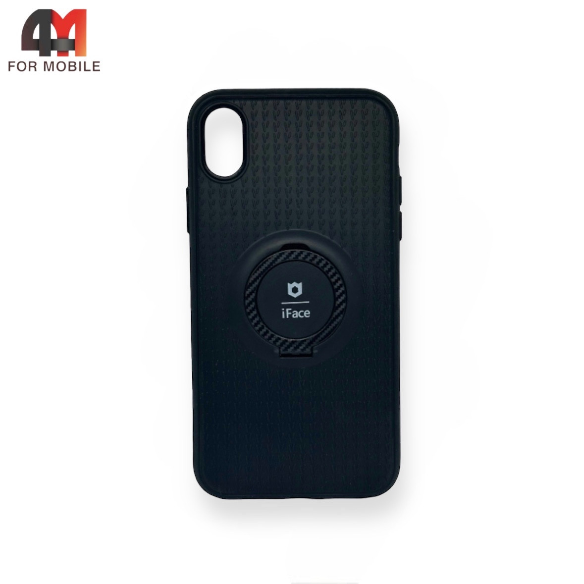 Чехол Iphone Xs Max силиконовый с кольцом, черного цвета, iFace - фото 1 - id-p226624622
