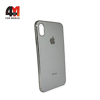 Чехол Iphone Xs Max силиконовый, глянцевый с логотипом, белого цвета, Hicool